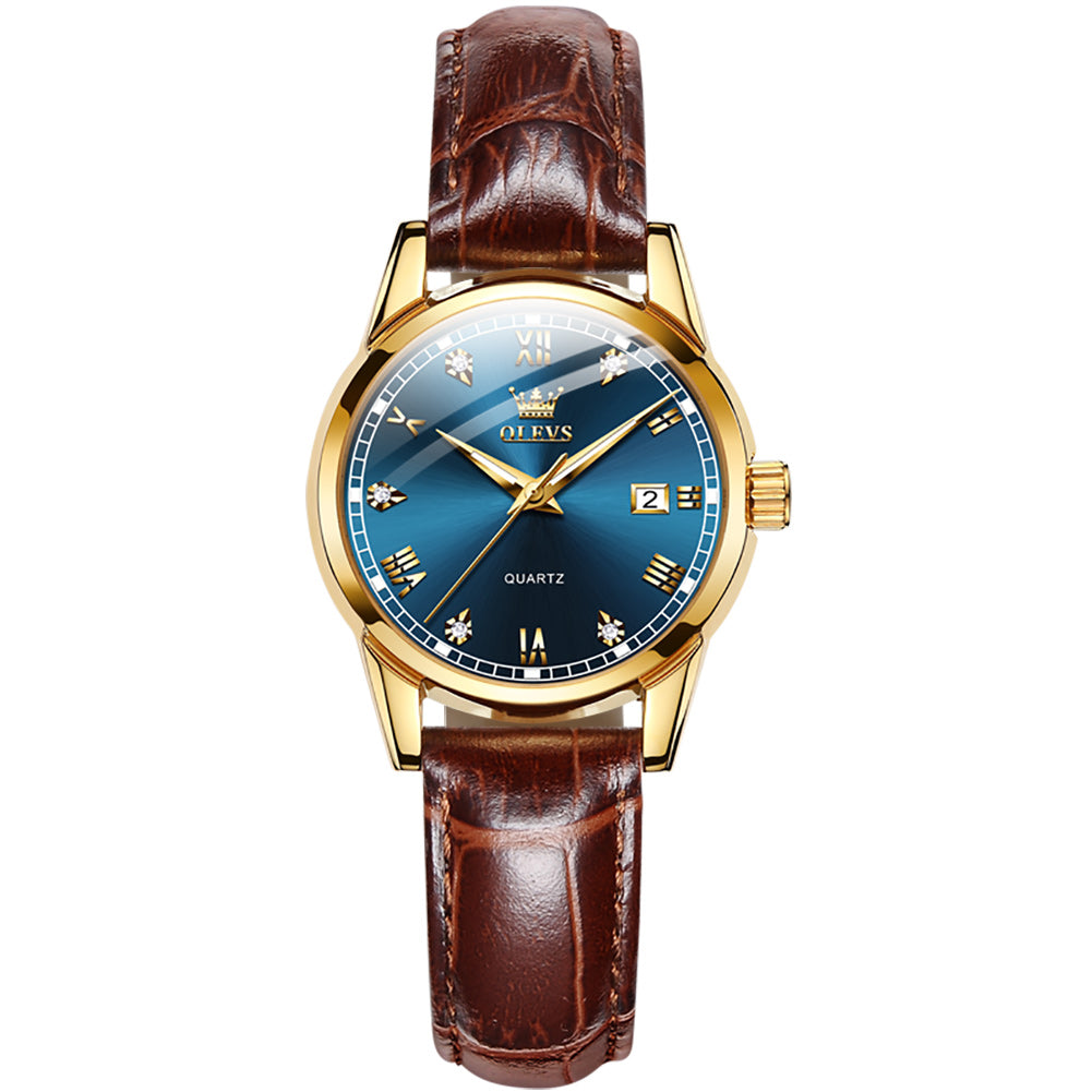 Mr Olevs Dahlia women's quartz watch, leather strap — view 4