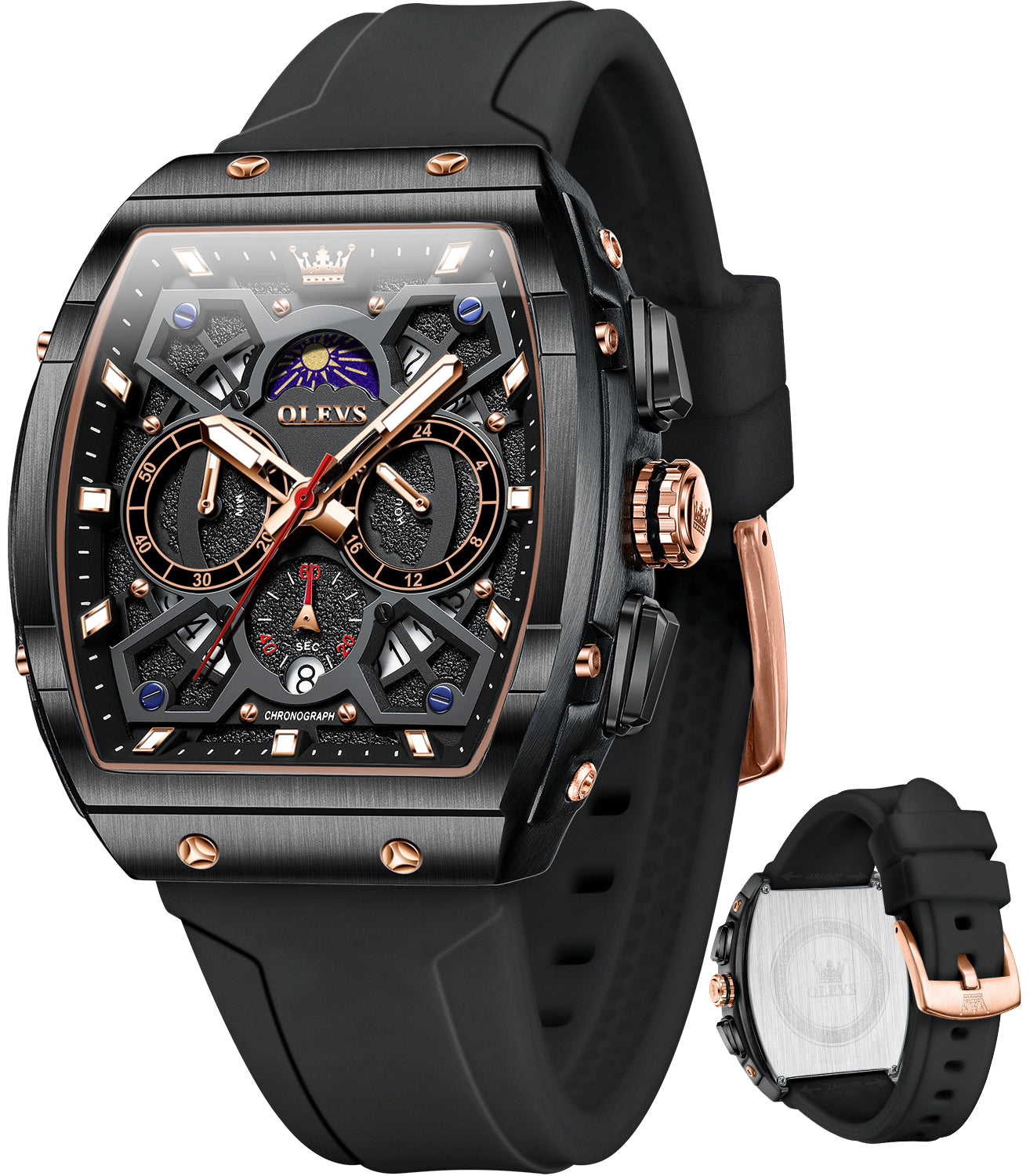 Mr Olevs Draco men's quartz watch, silicone strap — view 9