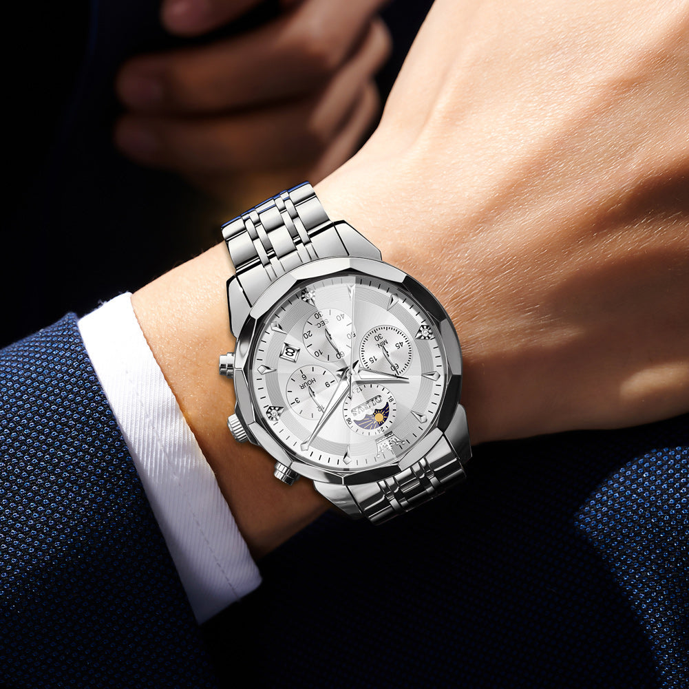Mr Olevs Aries men's quartz watch, stainless steel strap — view 9