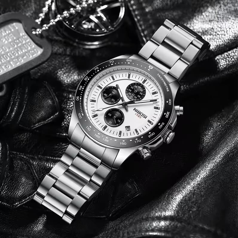 Mr Olevs Nimbus men's chronograph watch, 44mm case, stainless steel strap — view 7