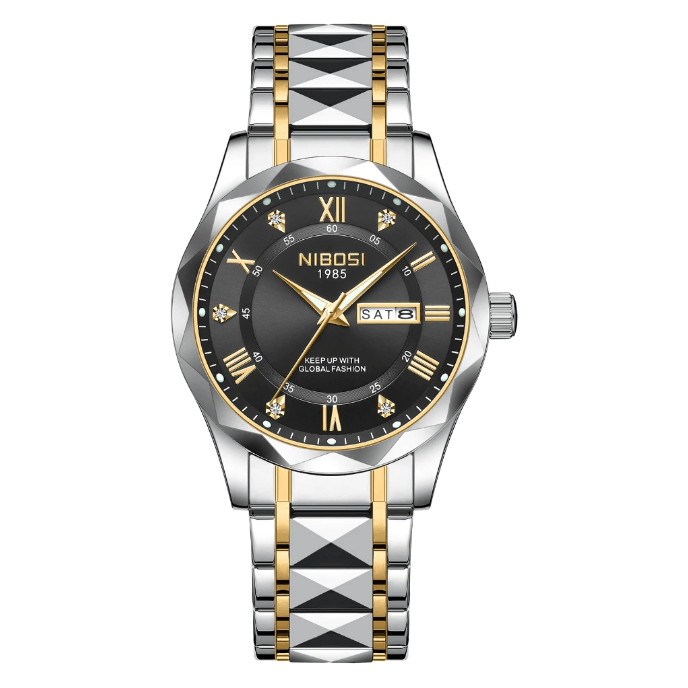 Mr Olevs Arkos men's quartz watch, 40mm case, stainless steel strap — view 1