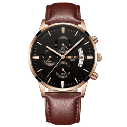 Mr Olevs Classic Leather men's chronograph watch, 43mm case, leather strap — view 8