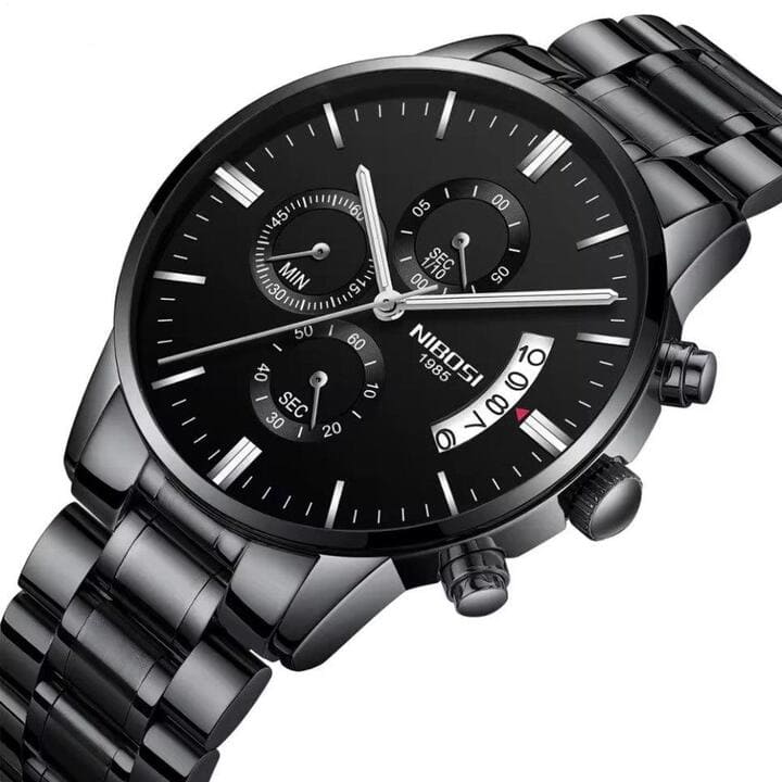Mr Olevs Classic men's quartz watch, 41mm case, stainless steel strap — view 2