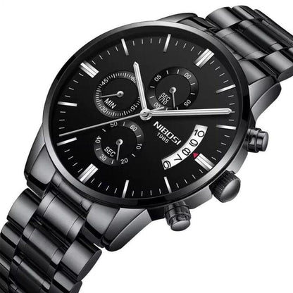 Mr Olevs Classic men's quartz watch, 41mm case, stainless steel strap — view 2