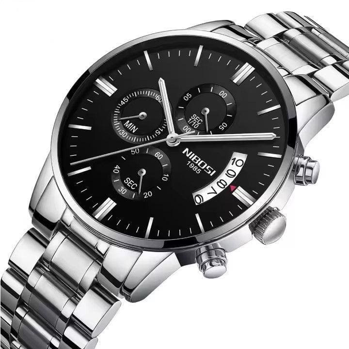 Mr Olevs Classic men's quartz watch, 41mm case, stainless steel strap — view 6