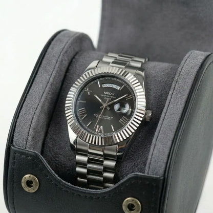 Mr Olevs Royale men's quartz watch, 40mm case, stainless steel strap — view 3
