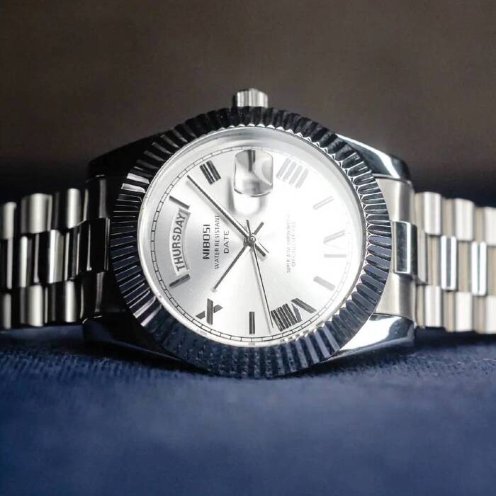 Mr Olevs Royale men's quartz watch, 40mm case, stainless steel strap — view 17
