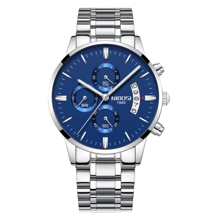 Mr Olevs Classic men's quartz watch, 41mm case, stainless steel strap — view 12