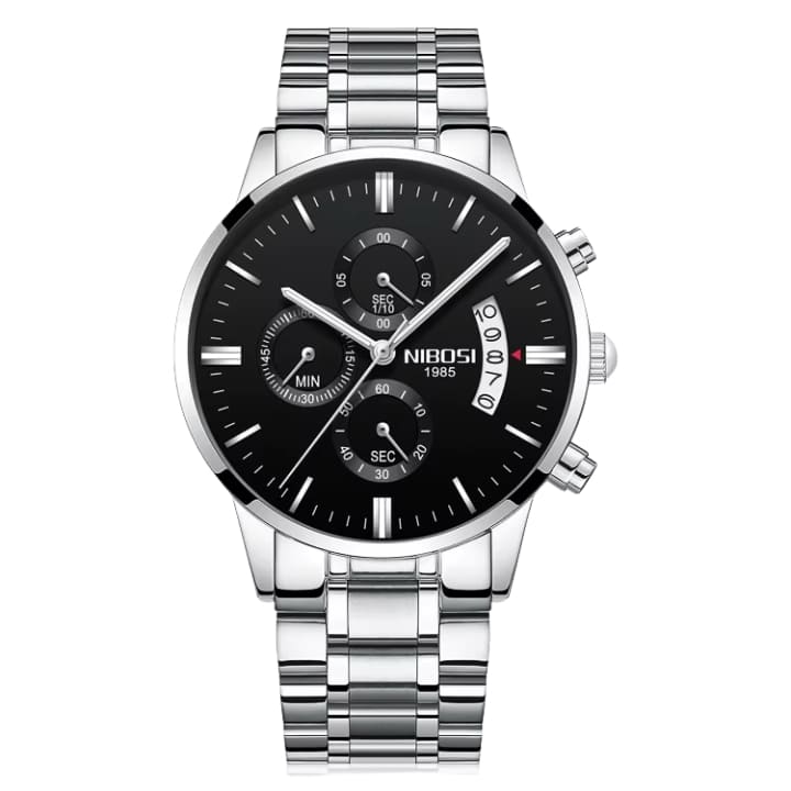 Mr Olevs Classic men's quartz watch, 41mm case, stainless steel strap — view 5