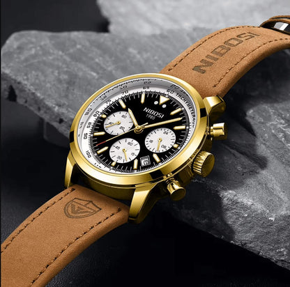 Mr Olevs Altus men's chronograph watch, 42mm case, leather strap — view 9
