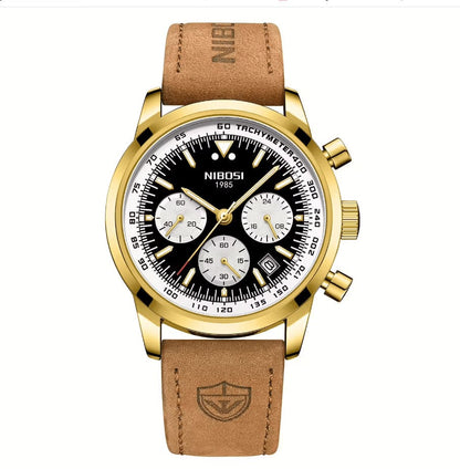 Mr Olevs Altus men's chronograph watch, 42mm case, leather strap — view 6