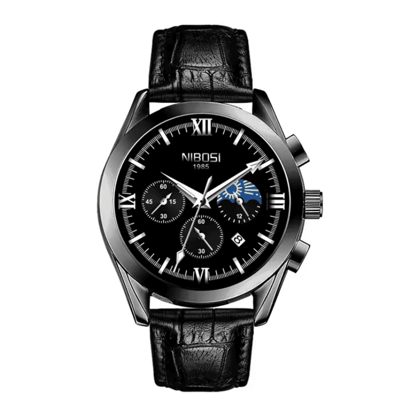 Mr Olevs Hermes men's chronograph watch, leather strap — view 1