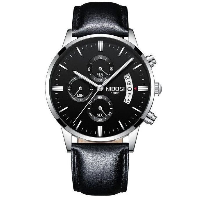 Mr Olevs Classic Leather men's chronograph watch, 43mm case, leather strap — view 9