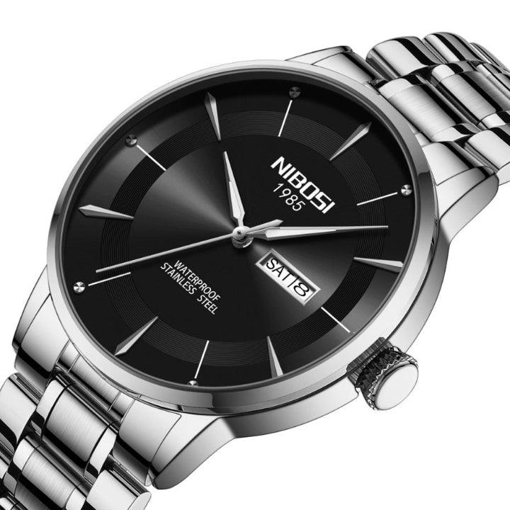 Mr Olevs Signature men's quartz watch, 42mm case, stainless steel strap — view 2