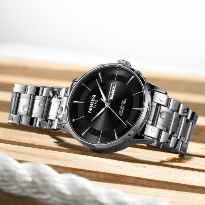 Mr Olevs Signature men's quartz watch, 42mm case, stainless steel strap — view 4