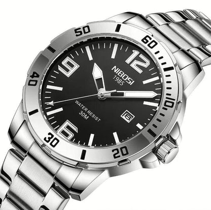 Mr Olevs Vellum men's quartz watch, 44mm case, stainless steel strap — view 2