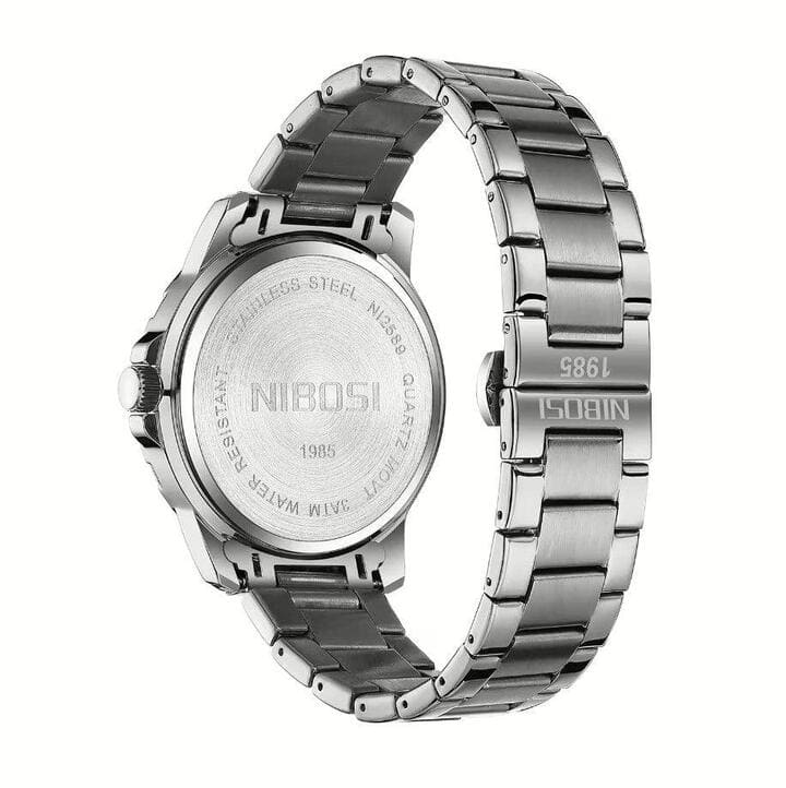 Mr Olevs Vellum men's quartz watch, 44mm case, stainless steel strap — view 5