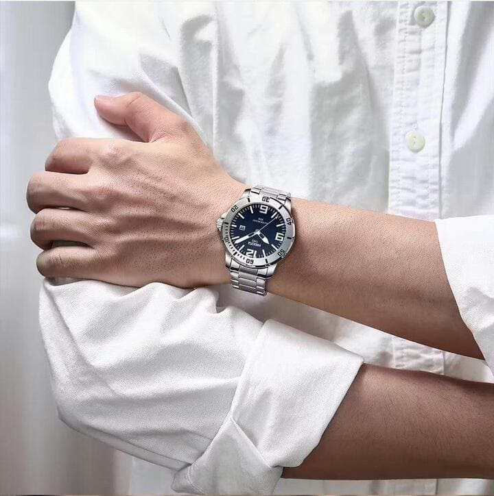 Mr Olevs Vellum men's quartz watch, 44mm case, stainless steel strap — view 9
