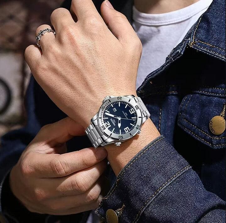 Mr Olevs Vellum men's quartz watch, 44mm case, stainless steel strap — view 10