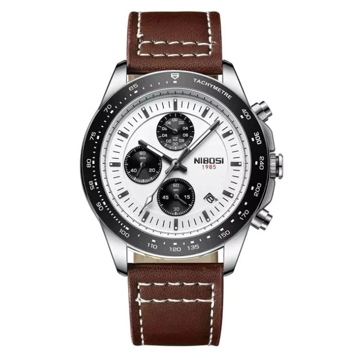 Mr Olevs Nimbus Leather men's chronograph watch, leather strap — view 2