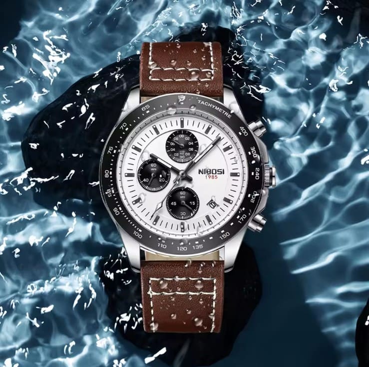 Mr Olevs Nimbus Leather men's chronograph watch, leather strap — view 7