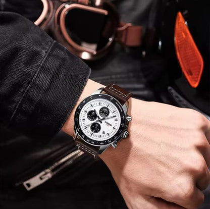 Mr Olevs Nimbus Leather men's chronograph watch, leather strap — view 3