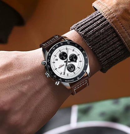 Mr Olevs Nimbus Leather men's chronograph watch, leather strap — view 4