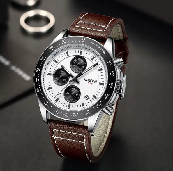 Mr Olevs Nimbus Leather men's chronograph watch, leather strap — view 8