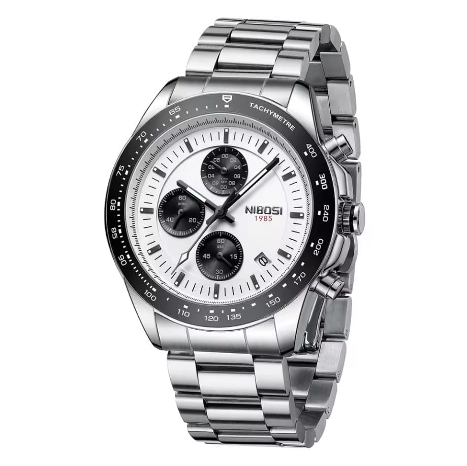 Mr Olevs Nimbus men's chronograph watch, 44mm case, stainless steel strap — view 3