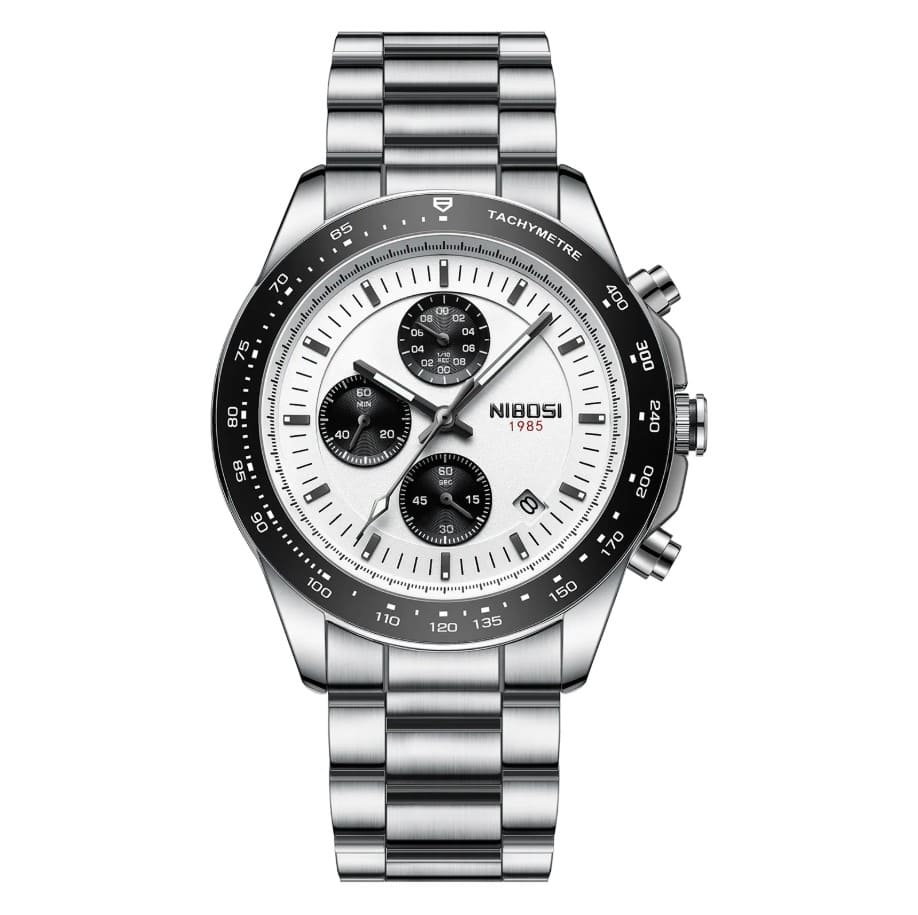 Mr Olevs Nimbus men's chronograph watch, 44mm case, stainless steel strap — view 1