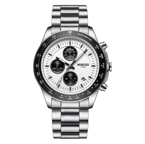 Mr Olevs Nimbus men's chronograph watch, 44mm case, stainless steel strap — view 1