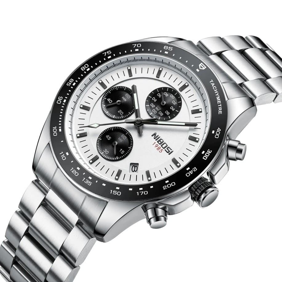 Mr Olevs Nimbus men's chronograph watch, 44mm case, stainless steel strap — view 2