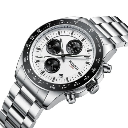 Mr Olevs Nimbus men's chronograph watch, 44mm case, stainless steel strap — view 2