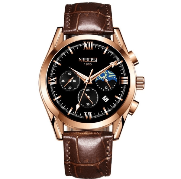 Mr Olevs Hermes men's chronograph watch, leather strap — view 2