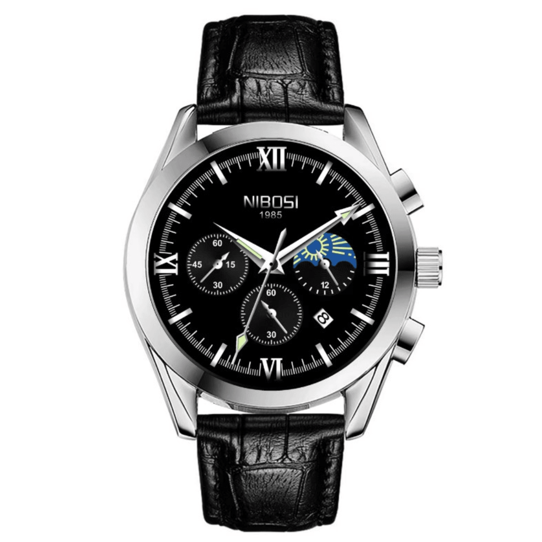 Mr Olevs Hermes men's chronograph watch, leather strap — view 3