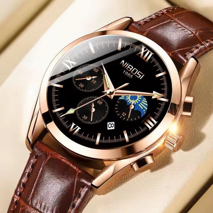 Mr Olevs Hermes men's chronograph watch, leather strap — view 9