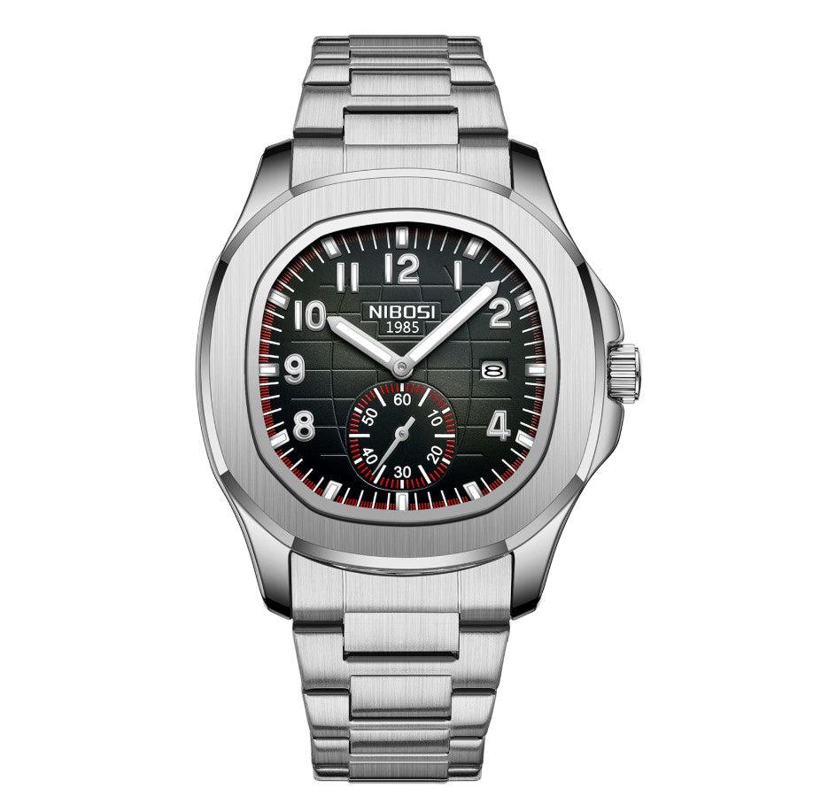 Mr Olevs President men's quartz watch, 42mm case, stainless steel strap — view 1