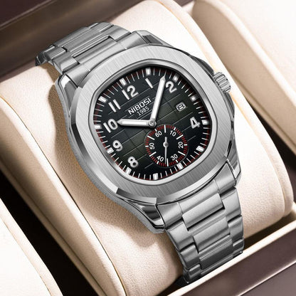 Mr Olevs President men's quartz watch, 42mm case, stainless steel strap — view 3