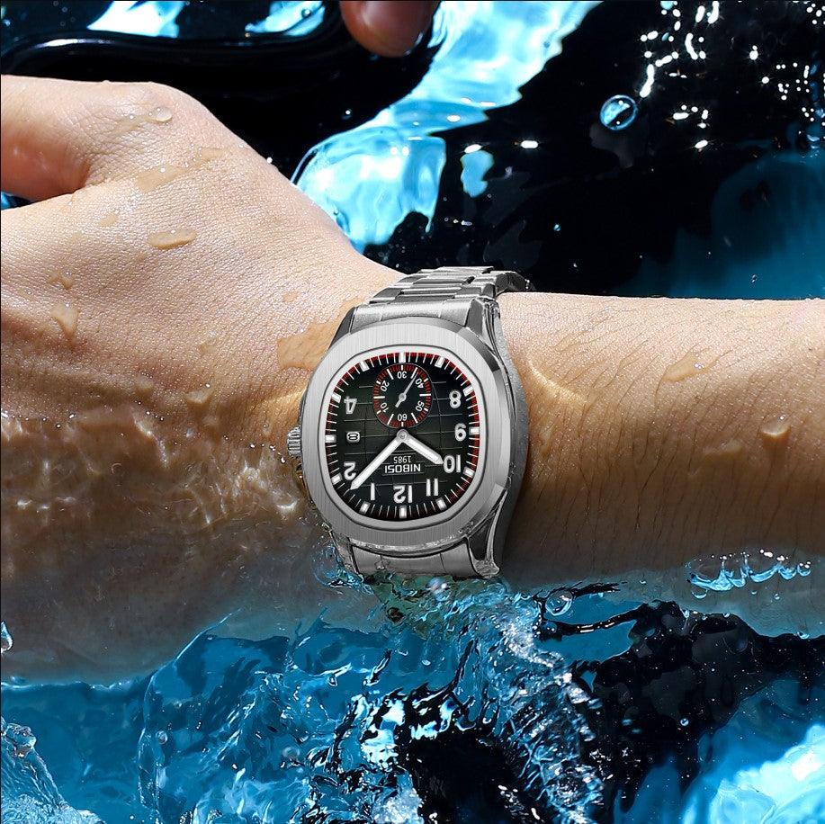 Mr Olevs President men's quartz watch, 42mm case, stainless steel strap — view 5