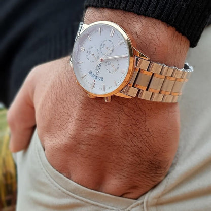 Mr Olevs Classic men's quartz watch, 41mm case, stainless steel strap — view 17