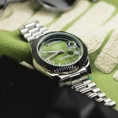 Mr Olevs Royale men's quartz watch, 40mm case, stainless steel strap — view 10